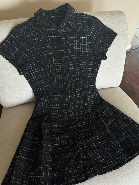Zara Dresses & Skirts - ZARA Black & White Checked Tweed Mini Dress